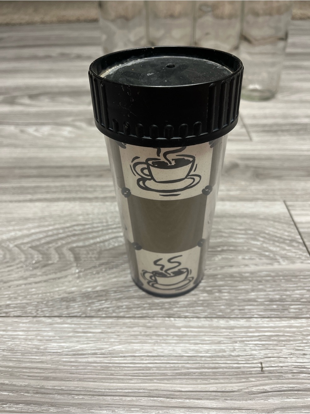 Black Coffee-Print Travel Tumbler - Reusable Insulated Bottle
